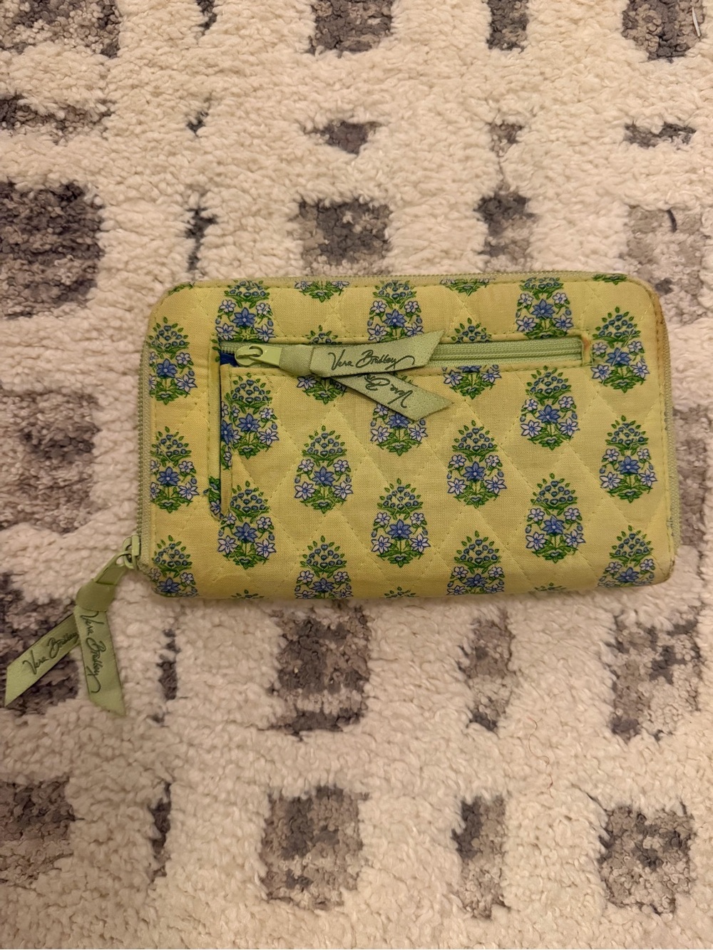 Vera Bradley Lime Green Floral Zip Wallet